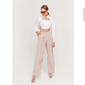 Nasty Gal High Waisted Pleat Detail Straight Leg Pants